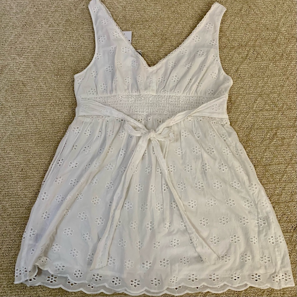 American Eagle Eyelet dress women’s L white babydoll beach cute lined Cotton NWT - Picture 6 of 9